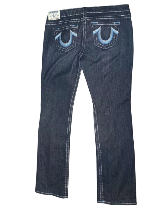 True Religion Denim - True Religion Women's Dark Indigo Bootcut Jeans with Light Blue Embroidery